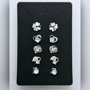 5 Pairs of Diamond Simulants Stud Earrings